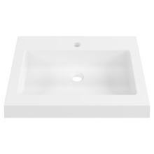 Essential Accessible 600mm Gloss White Rectangular Composite Wall Hung Basin